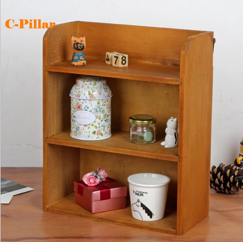 Mini Antique Wood Toy Storage Shelf Retro Standing Hanging Wood