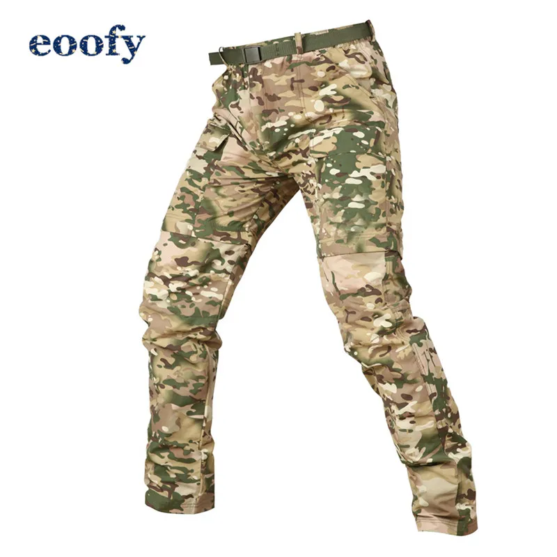 Мужские камуфляжные съемные армейские брюки, мужские съемные военные брюки до колена, дышащие эластичные камуфляжные армейские брюки