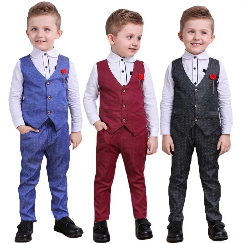 

Children Handsome Three-piece Set High Quality 2018 New Spring Autumn Baby Boys Gentlemen Casual Suit 3PCS(Vest+Shirt+Pants)