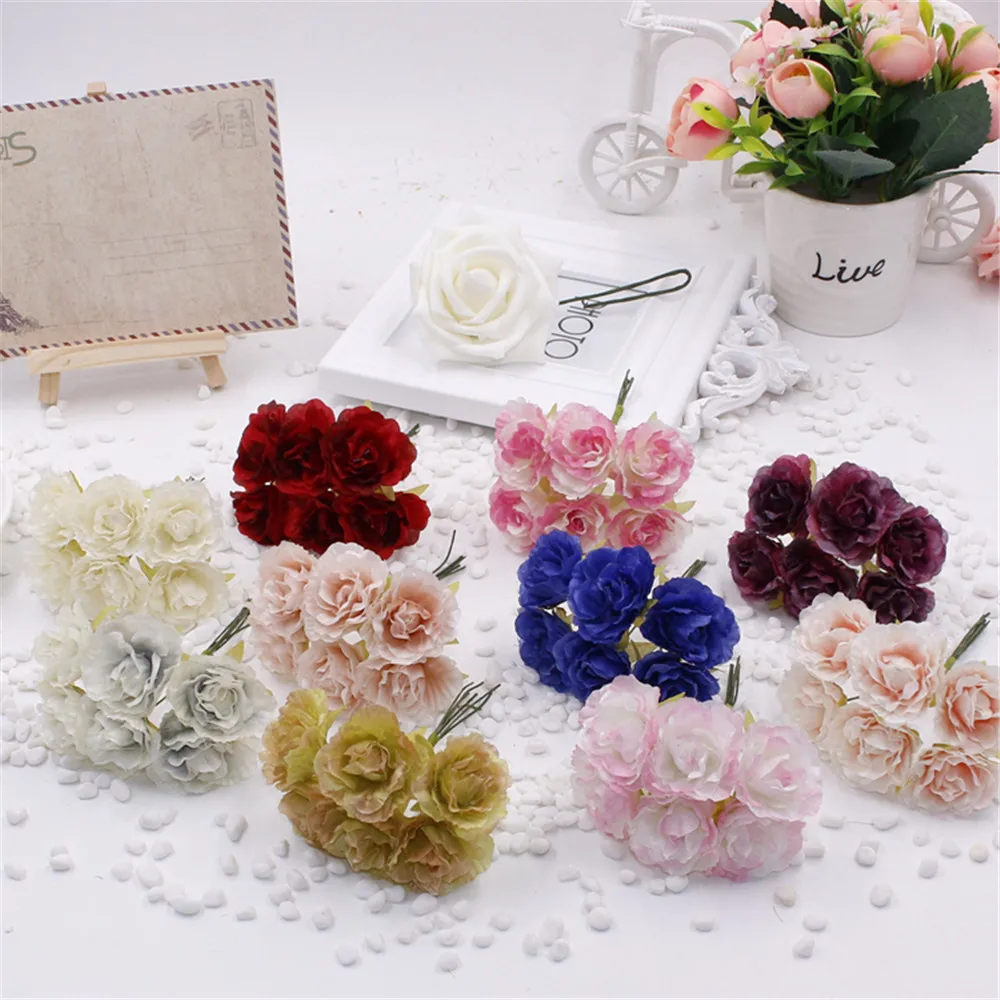 

3cm silk flower artificial rose flowers for wedding decoration DIY wreath gift scrapbooking craft fake flower 6 police station /