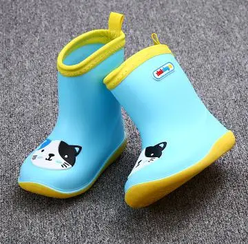 Brand New Kids for Boys Girls Rain Boots Waterproof Baby Non-slip Rubber Water Shoes Children Rainboots four Seasons Removable - Цвет: Blue