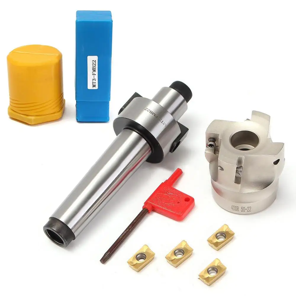 1pc Mayitr 50mm Face Milling Cutter MT3-FMB-Shank + 4pcs APMT1604 Inserts with Box For CNC Milling Tools