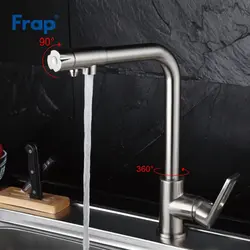 Frap никель Матовый Кухня кран 360 градусов вращения с очистки воды особенности одной Ручкой Torneira F4372-5