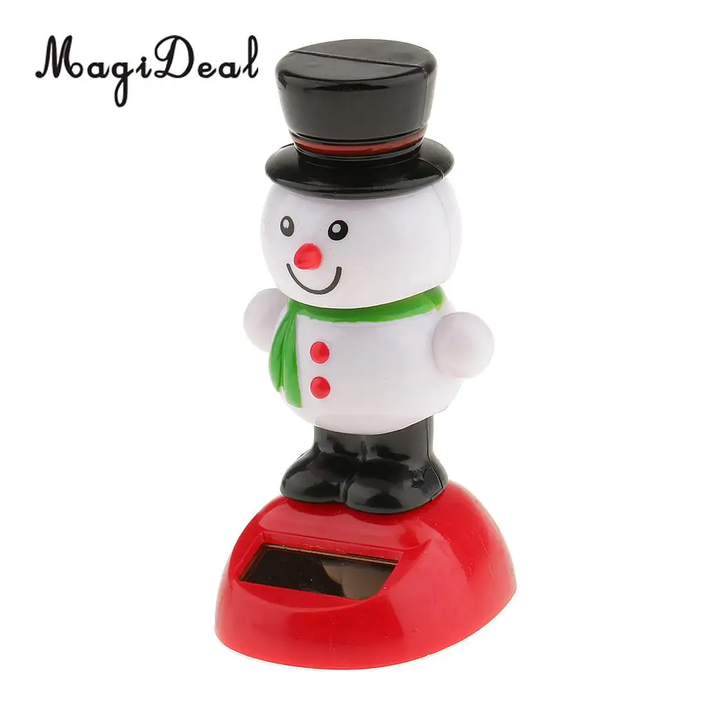 2pcs Solar Powered Snowman Elk Dancing Figurine Home Car Ornament Kids Toy Christmas Gifts