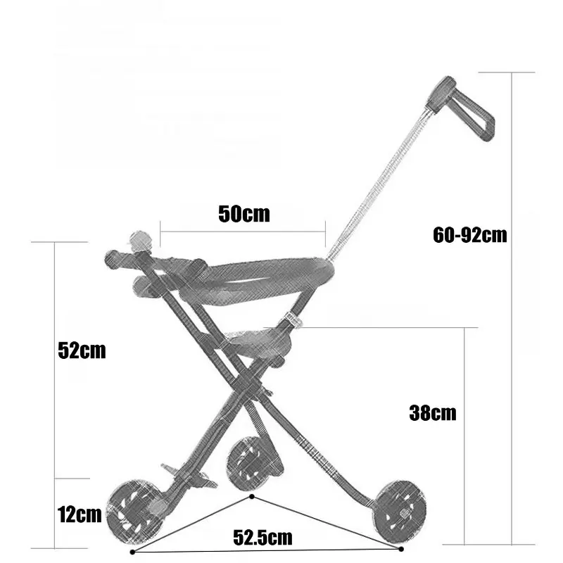 Детская коляска из высокоуглеродистой стали, легкая детская коляска 2,8 кг с расширенным колесом, сложенный детский трехколесный велосипед можно взять на самолет