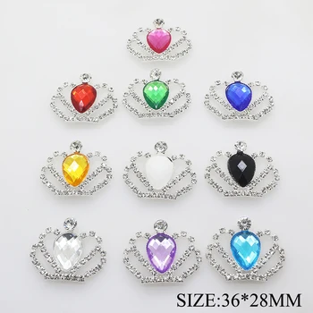 

New 10pcs/lot 28*36mm Flat Back Rhinestone Acrylic Buckle Crown Jewelry fittings Craft Decoration Materials