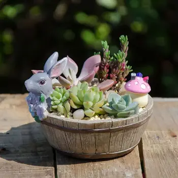 

Home Garden Decors Cute Bunny Design Landscape Natural Resin Planter Flower Pot New Arrival 2017