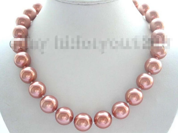 

Free shipping >>>>>>18" Natural 16mm Champagne Round Shell Pearl Necklace!