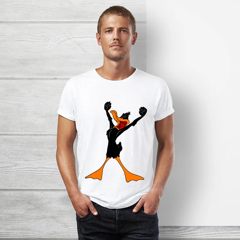 Looney Tunes Даффи дак Футболка мужская с коротким рукавом лето Хип хоп топы тройник