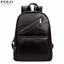 Vicuna polo negro estilo preppy hombres mochila marca mochila portátil de cuero moda unisex mochilas de la escuela secundaria para la universidad