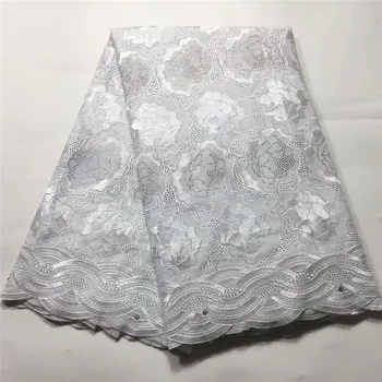 

White Swiss Voile lace In Switzerland High Quality 2019 Cotton Lace Fabrics With Plenty Stones African Lace Fabrics A65-1928