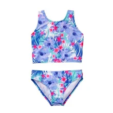 Купальник с раздельным принтом для девочек, пляжный купальный костюм для девочек 3-14 лет