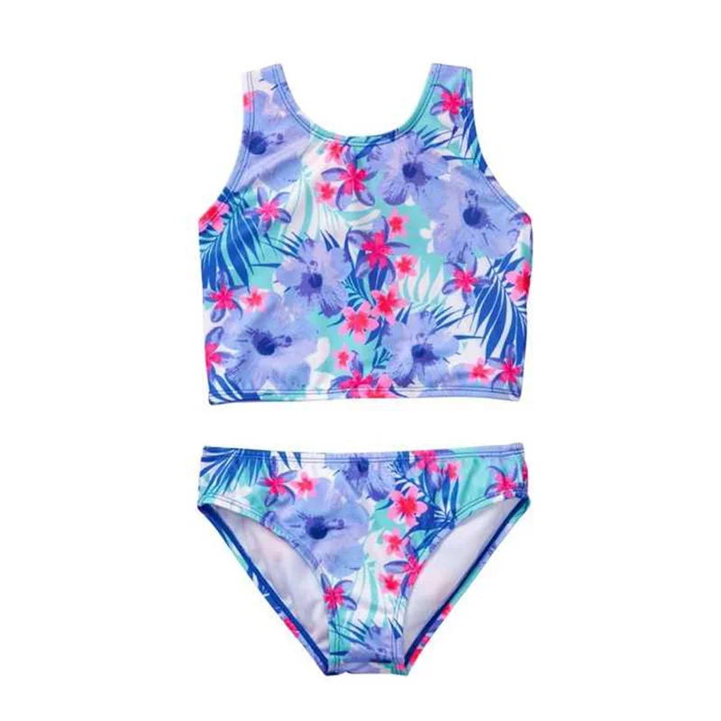 

Girl swimming girl split print swimsuit girl holiday beach swimsuit 3-14 years old
