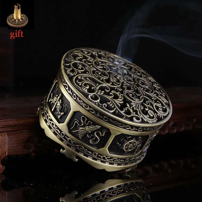 

1 Piece + Gift Antique Collectibles Copper Alloy Coil Incense Burner/Holder