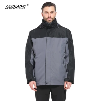 

LANBAOSI Men's Sports Windproof Waterproof Outdoor Jackets With Hood Thermal Fleece Liner for Hiking Camping Climbing Ski Coat