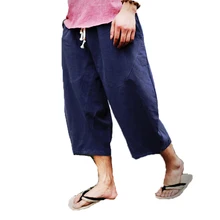 Летние шорты в стиле ретро повседневное хлопковое белье укороченные шорты-шаровары японские льняные повседневные шорты для мужчин