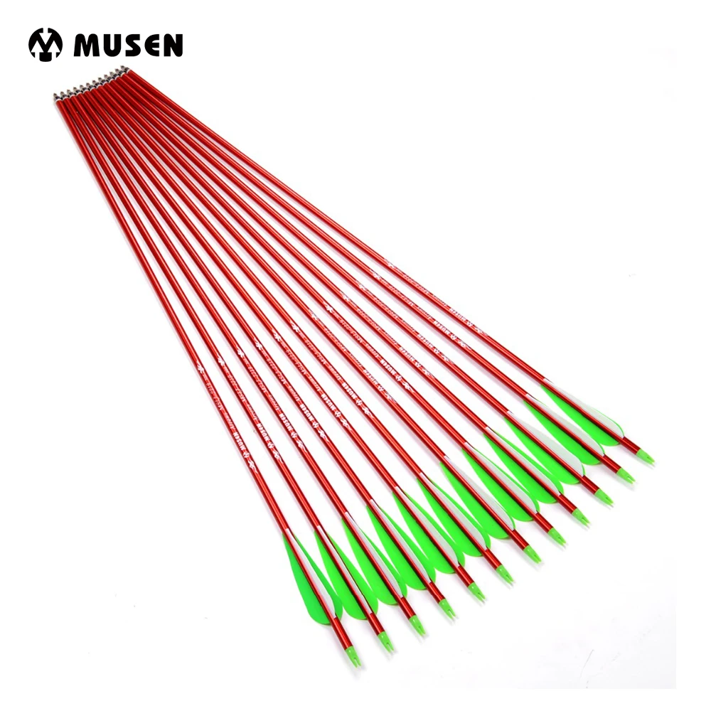 

12pcs/lot 30 Inches Aluminum Arrow Spine 300 with Changable Point Red Arrows for Compound Bow or Long Bow Archery Hunting