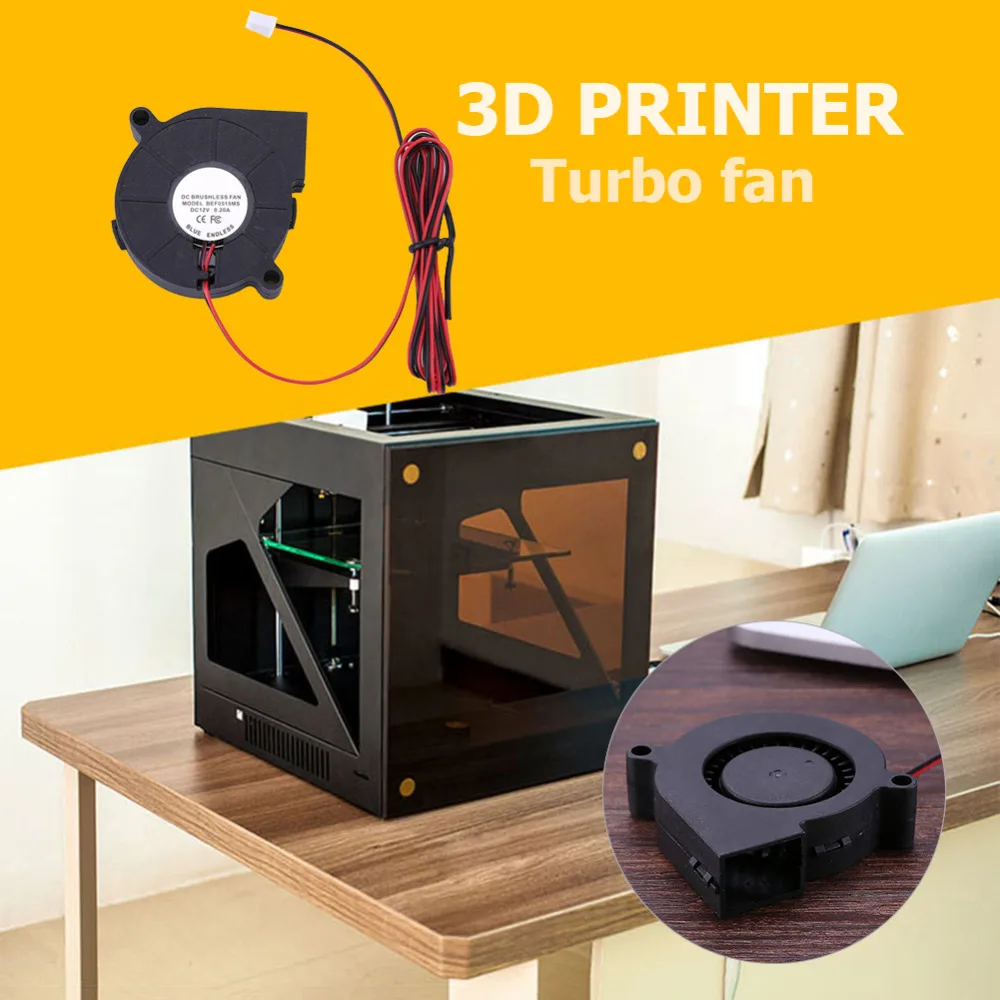 

50*50*15mm DC Brushless Fan Turbo Fan DC 12V 0.12A 3 Wire Turbo Fan Blower Radial Cooling Fans Accessory for 3D Extruder Printer