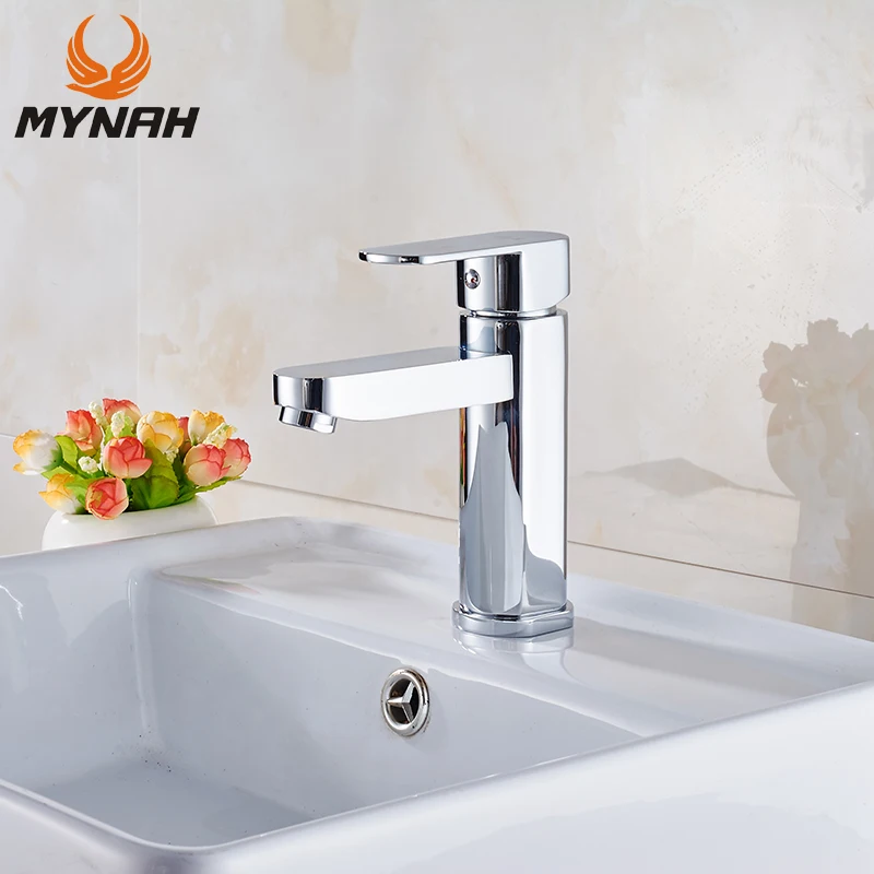 

MYNAH Single Handle Single Hole bathroom Basin Faucet Polished Deck Mounted Cold and Hot Washbasin Mixer Tap