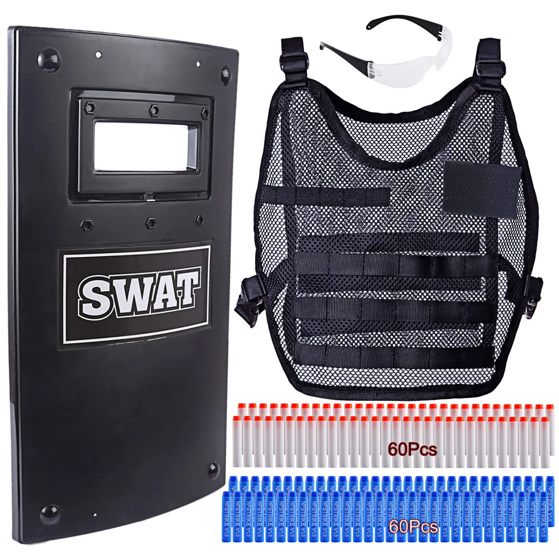 

NFSTRIKE Modified Part kit Soft Bullet Universal Bullets for Nerf Series + Tactics Shield +Adjustiable Tactical Molle part