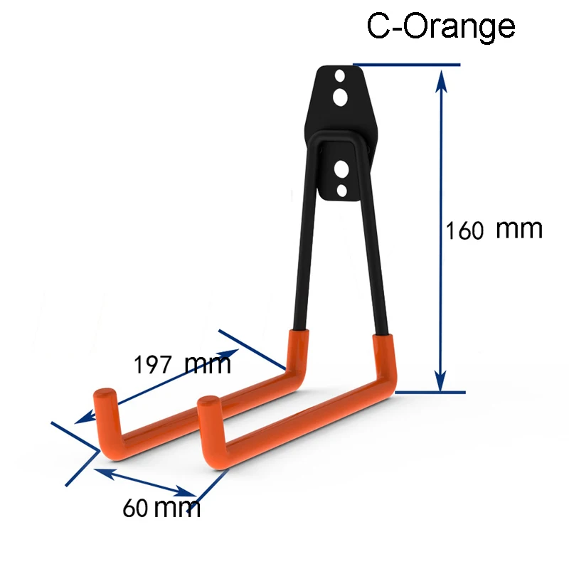 Настенное крепление для гаража, велосипедная вешалка, крюк, сверхпрочные металлические крючки для сада, ванной комнаты, крючки для органайзера, кухонные инструменты для хранения с винтами 25 - Цвет: C-Orange