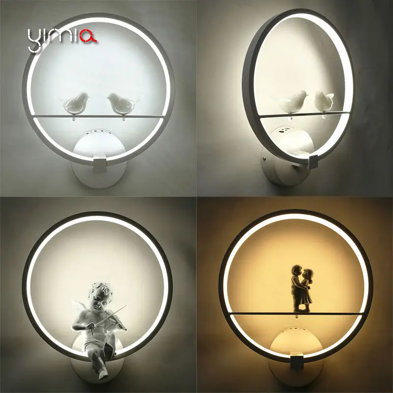 

YIMIA Modern Lover Birds Angel LED Wall Lamps Indoor Courtyard Aisle Balcony Kids Bedroom Wall Lights Nordic Hotel Project Lamps