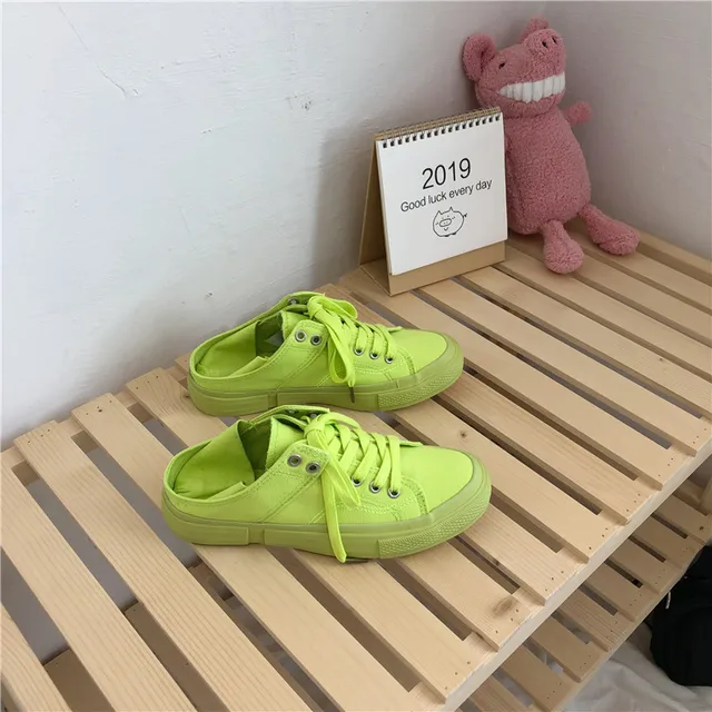 $US $18.85 women canvas shoes fluorescent green girls pink sneakers cloth shoe spring autumn solid color lace 