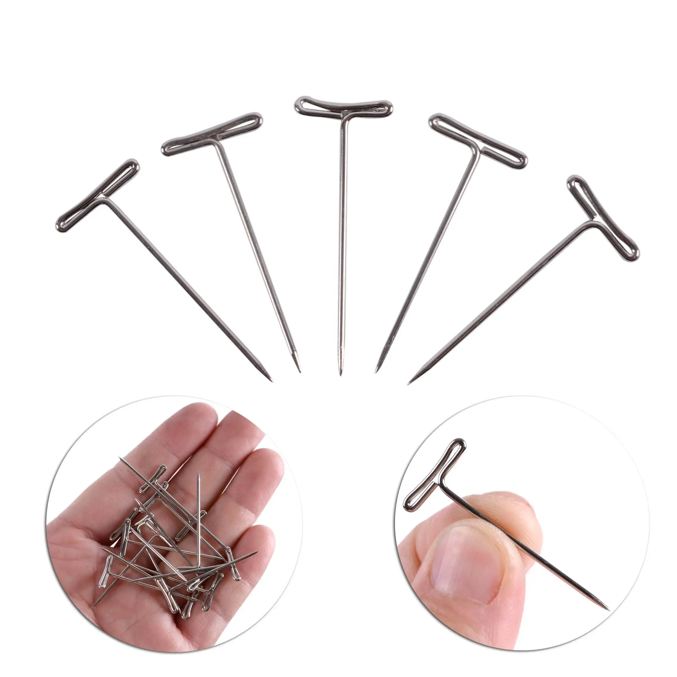 

50pcs T-PINS (38mm) For Wig On Foam Head Style T Pin Needle Brazilian Indian Mannequin Head Type Sewing Hair Salon