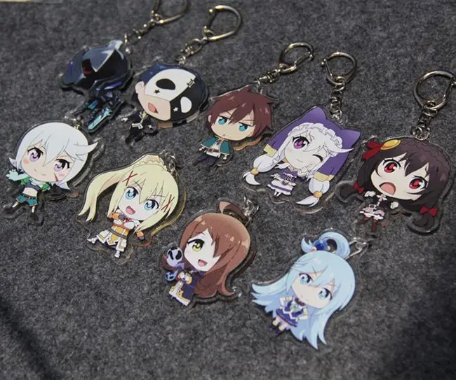 

1pcs Anime Keychain kono subarashii sekai ni shukufuku wo Keychains Akua Keyring Gift llavero Pendant Doubleside Print Keychain