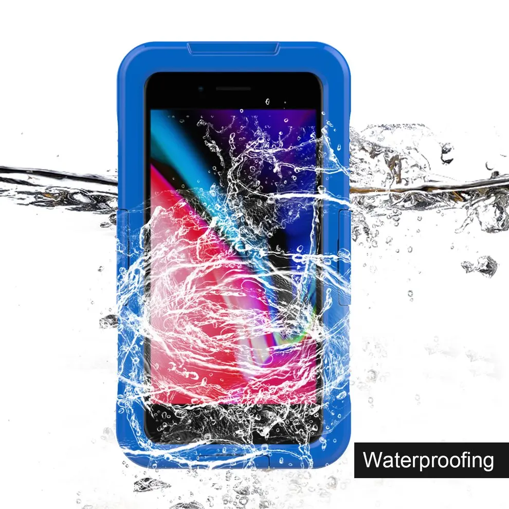 

New Lightweight Shockproof Soft Silicone Case Blue Waterproof Smartphone Full Protective Case Cover Suitable for iPhone 7 Plus