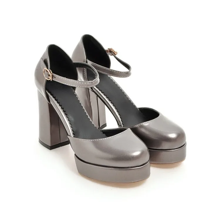 MAZIAO/Большие размеры 47, новые весенние милые женские туфли-лодочки модные туфли D'Orsay на высоком каблуке с ремешком на щиколотке женские свадебные туфли Красного, золотого, серебряного цвета - Color: Silver