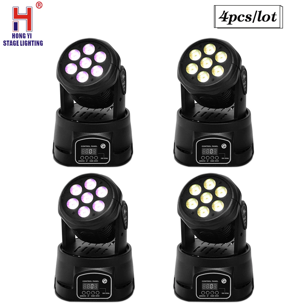 

LED wash Lights 7x12W DJ LED RGBW beam Lights RGBW Wash Disco Light DMX Controller Effect For Paty KTV Stage Lighting 4pcs