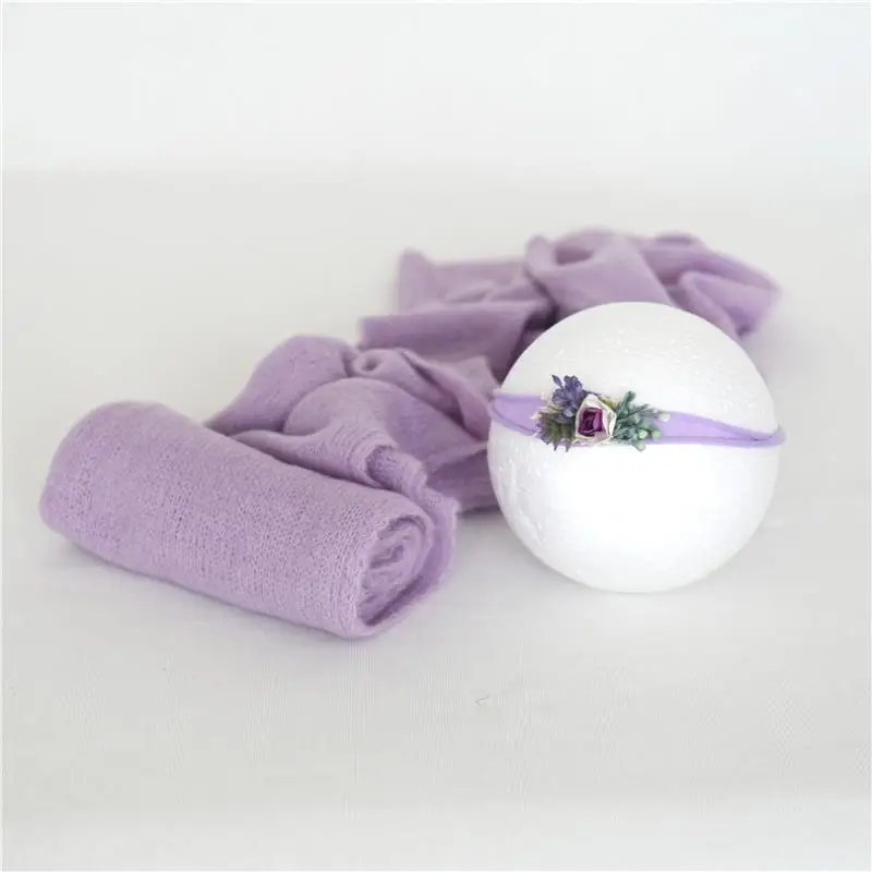 

Purple Newborn Photography Props Sweater Knit Wrap and Tieback Set Newborn Prop Wrap Layering Fabric Baby Girl Shower Gift