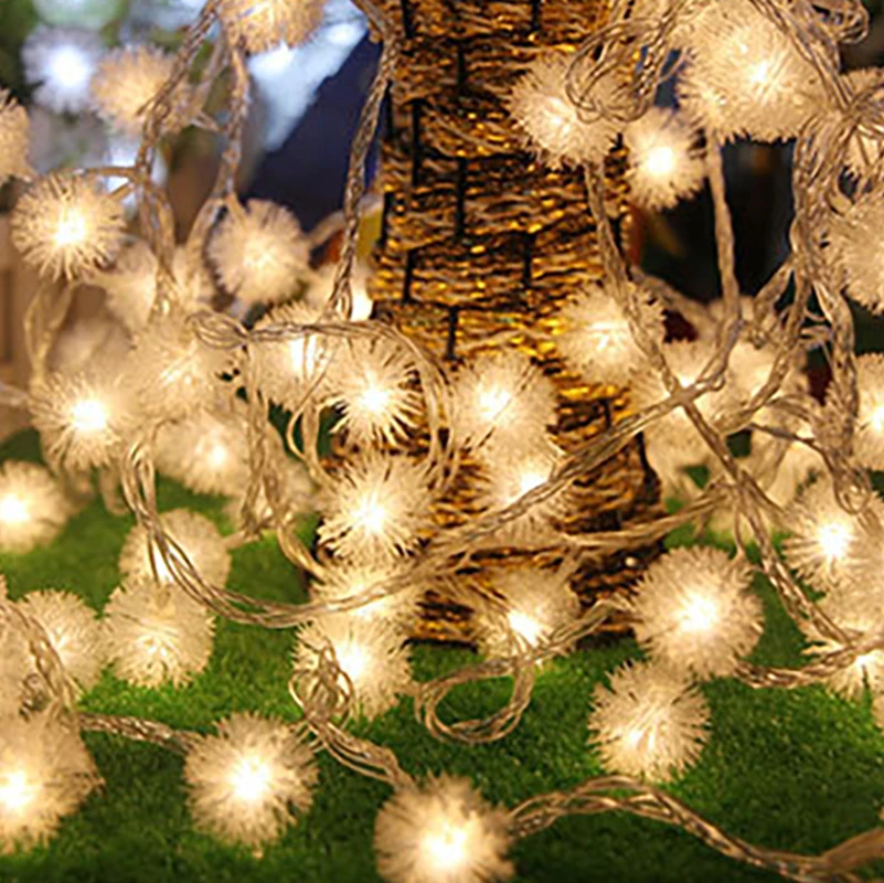 

3M/4M LED Christmas Fairy String Light Dandelion Shaped Battery Power Curtain Lamp Decoration Garland Lights For Party Wedding