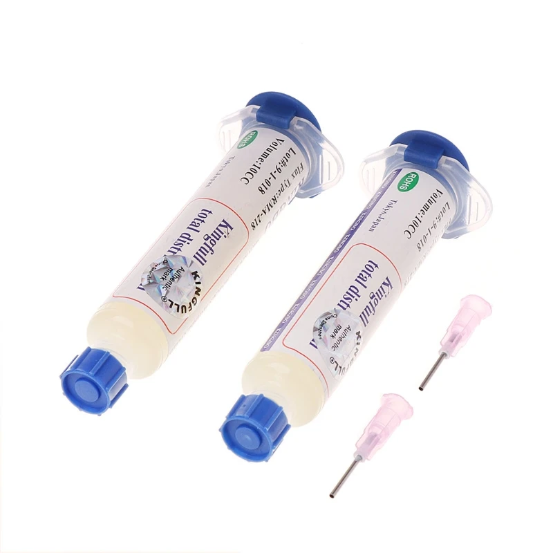 

2 Pcs 10CC RMA-218 BGA Reballing No-Clean Repair Solder Flux Paste With Needles high viscosity no-clean flux