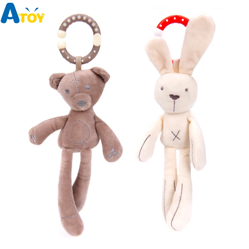 

0-3 Years Infant Baby Rabbit Stroller Rattles Mobile Hanging Bell Baby Plush Bell Toy Doll Soft Bear Bed Appease Rattles Toys
