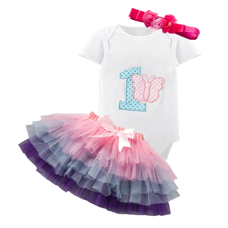 Летнее платье для маленьких девочек, комплекты одежды брендовая одежда для малышей на 1 год, на день рождения комплект для малышей, пышные костюмы с юбкой-пачкой для малышей возрастом от 9 до 12 месяцев