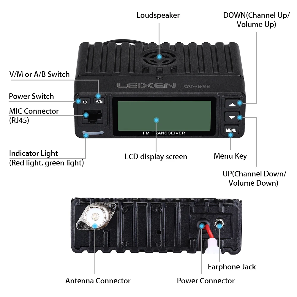 25W 200CH Dual Band Car Amateur Mobile Radio Vehicle Mobile Transceiver radio comunicador de longo alcance altavoz exterior