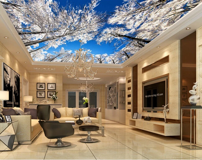 

beibehang Custom wallpaper 3D, under the sky of the tree murals for the bedroom KTV ceiling wall waterproof papel de parede