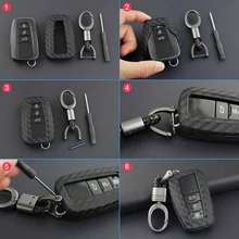 Брелок для ключей из углеродного волокна, автомобильный брелок для Toyota Camry CHR Avalon чехол, держатель для ключа, автомобильные аксессуары