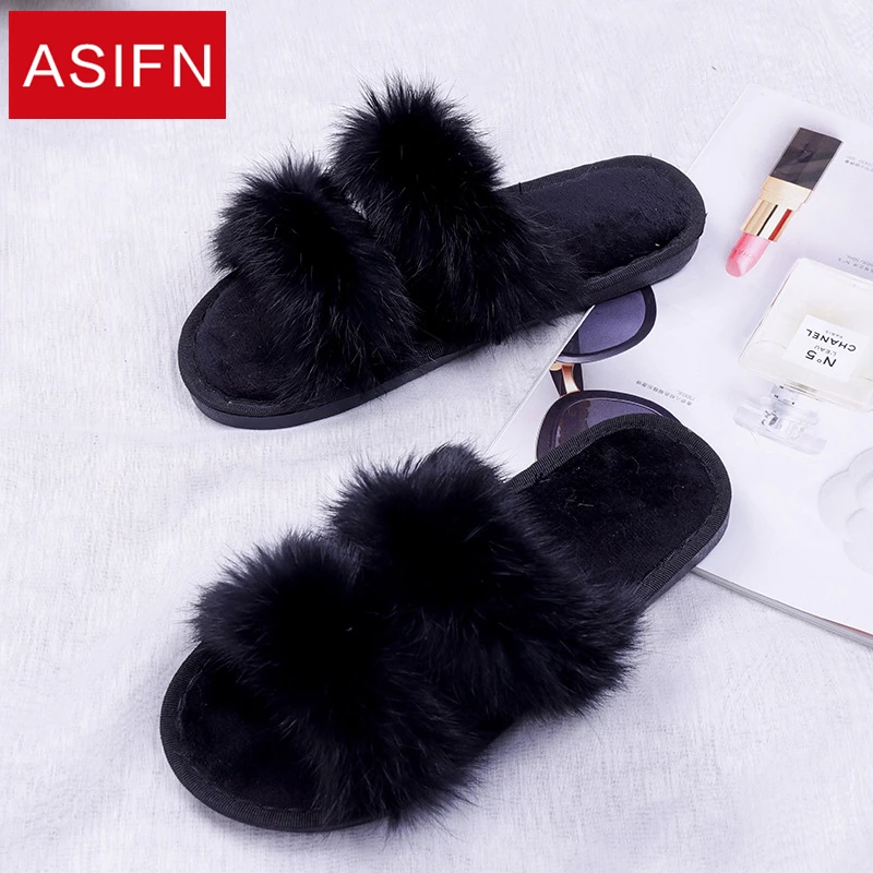 

ASIFN Indoor Slipper Soft Plush Cotton Slippers Shoes Non-Slip Floor Home Furry Slippers Women Shoes For Bedroom Female