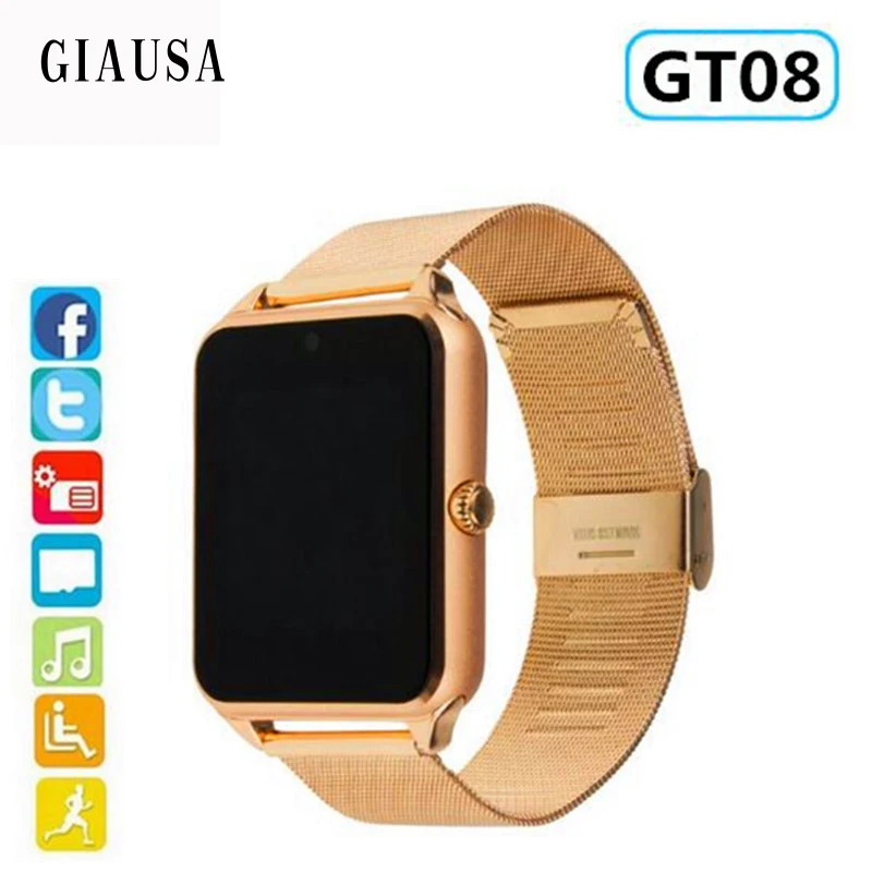 

New Smart Watch GT08 Plus Metal Strap Bluetooth Wrist Smartwatch Support Sim TF Card Android&IOS Watch Multi-languages PK S8 Z60