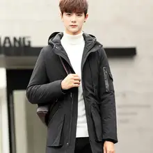 Горячие Для мужчин Модная теплая хлопковая стеганая Мужские парки Для мужчин; длинный пуховик пальто Для мужчин ткань плюс Размеры M-5XL