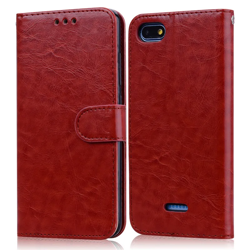 Кожаный чехол-книжка для Xiaomi Redmi 6A Global Phone Wallet, чехлы для телефонов Xiaomi Redmi 6A, чехол-держатель для карт, чехол для Redmi 6A - Цвет: Brown