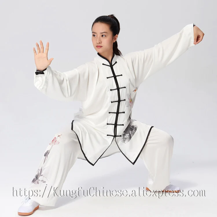 

Chinese Tai chi uniform Kungfu costume Martial arts suit Printing demo clothes wushu outfit for women girl kids children boy men