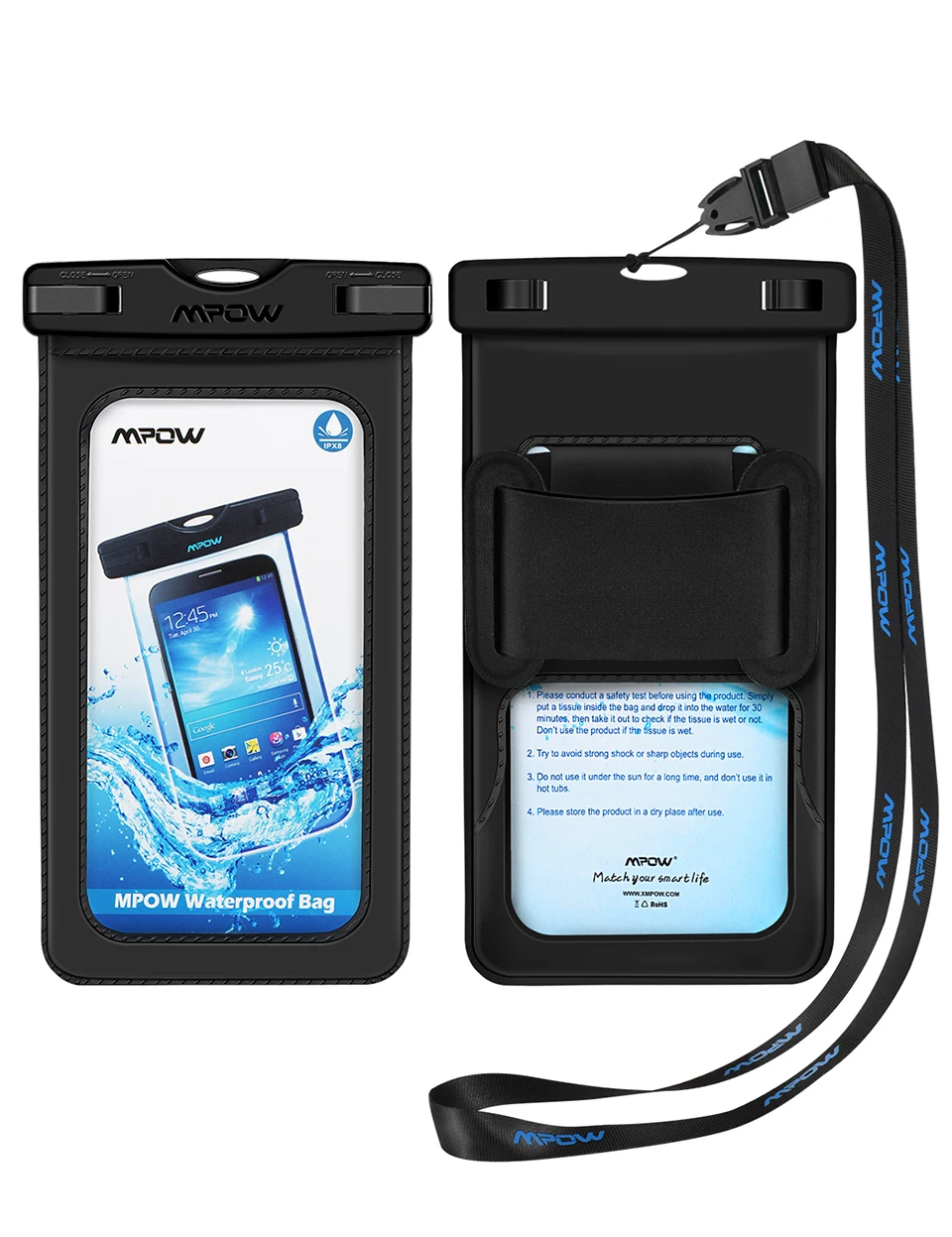 2 Pack Mpow IPX8 Universal Waterproof Case With Arm band Dry Bag For X XS XR XS Max 8 7 6 6S Plus Huawei P20 Lite Galaxy S9 S8 iphone 8 phone cases