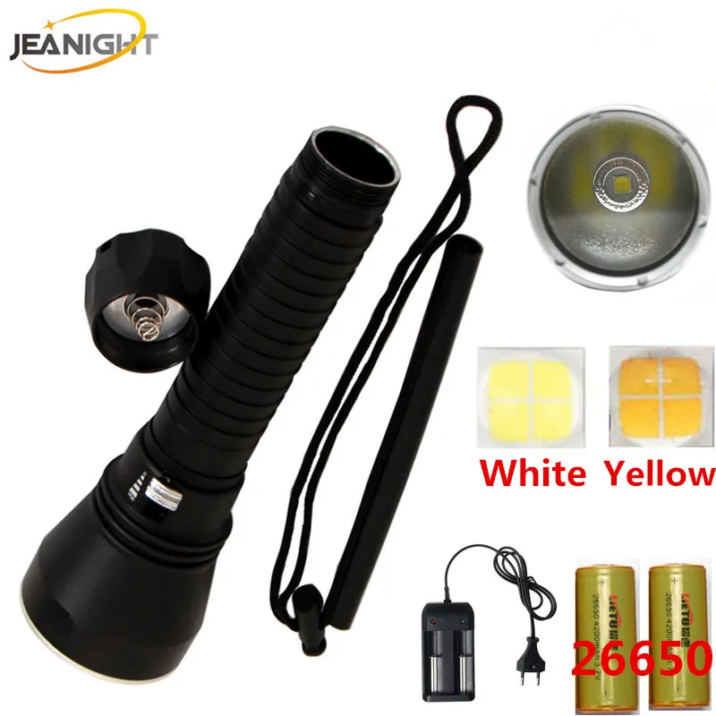 Super Brightness Cree XHP70 LED Yellow/White Light 4000 Lumens Diving Flashlight Tactical 26650