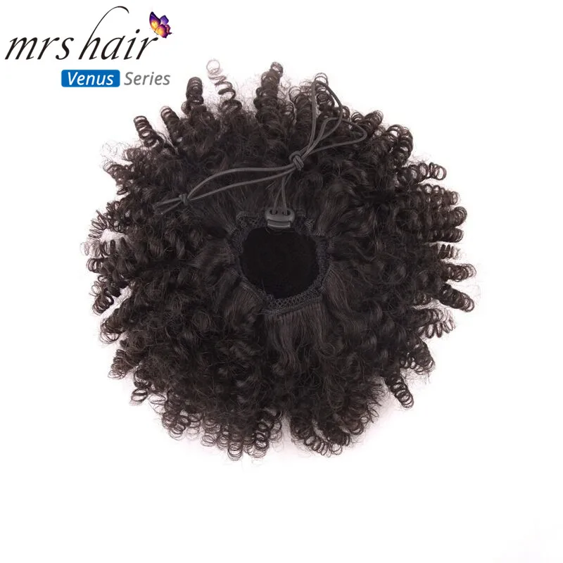 MRS HAIR High Puff афро кудрявый парик конский хвост " 8" шнурок remy Волосы Короткие афро кудрявый пони хвост клип в наращивание волос