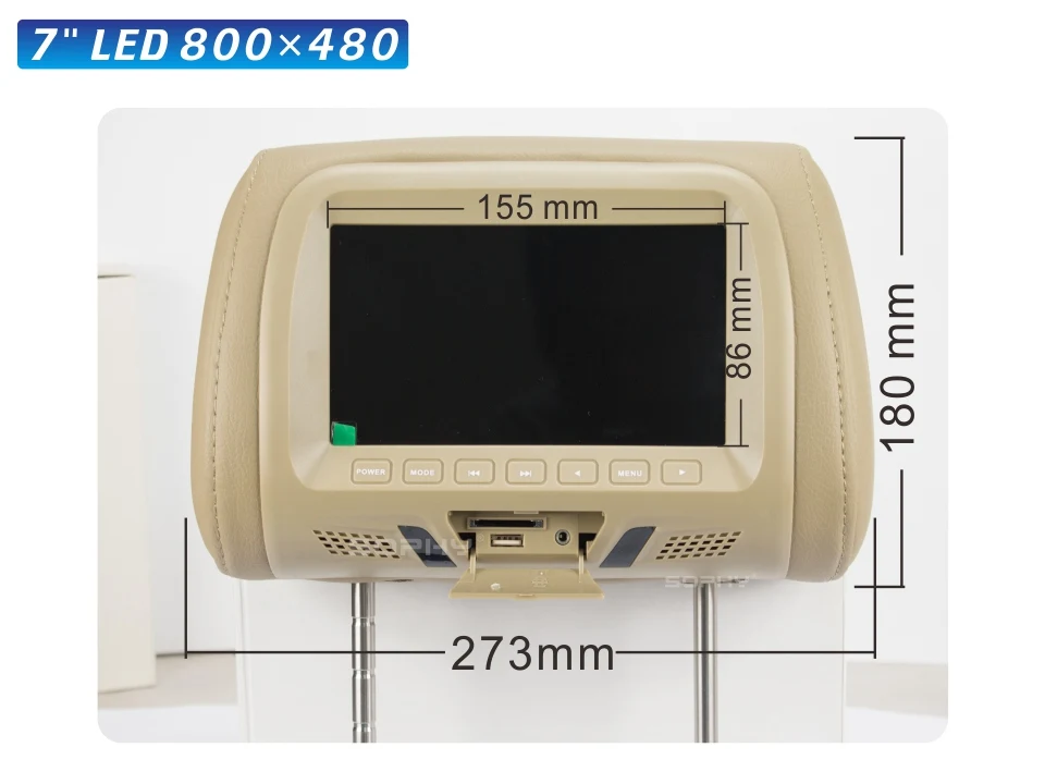 Универсальный 7 дюймов Автомобильный подголовник монитор заднего сиденья развлечения мультимедийный плеер общий AV USB SD MP4 7048
