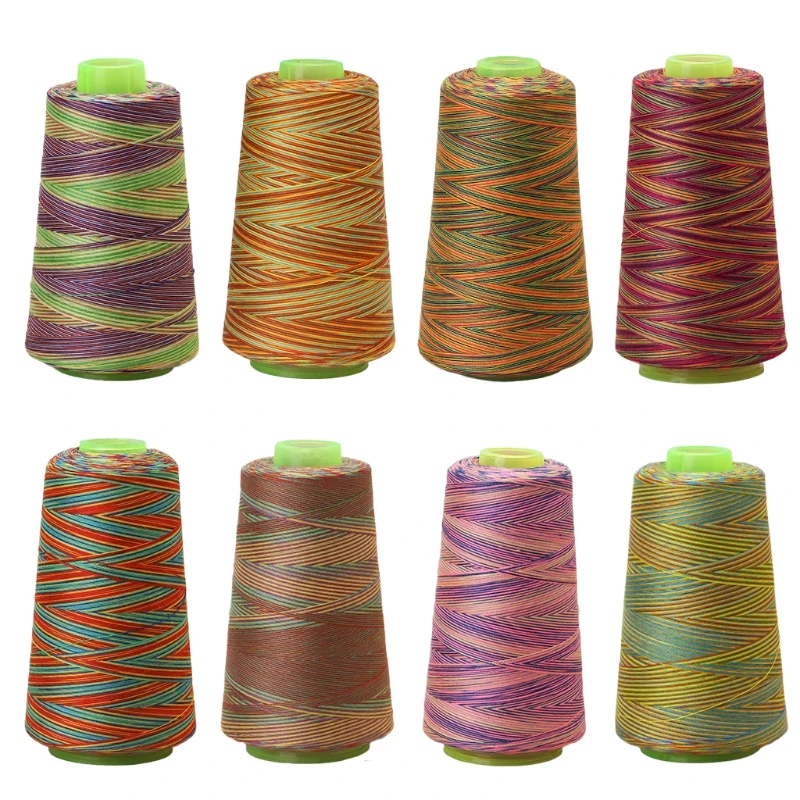 Polyester Rainbow Threads Sewing Thread 3000yrd/roll Sewing Threads